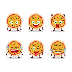 Cartoon character of greek pizza with smile expression