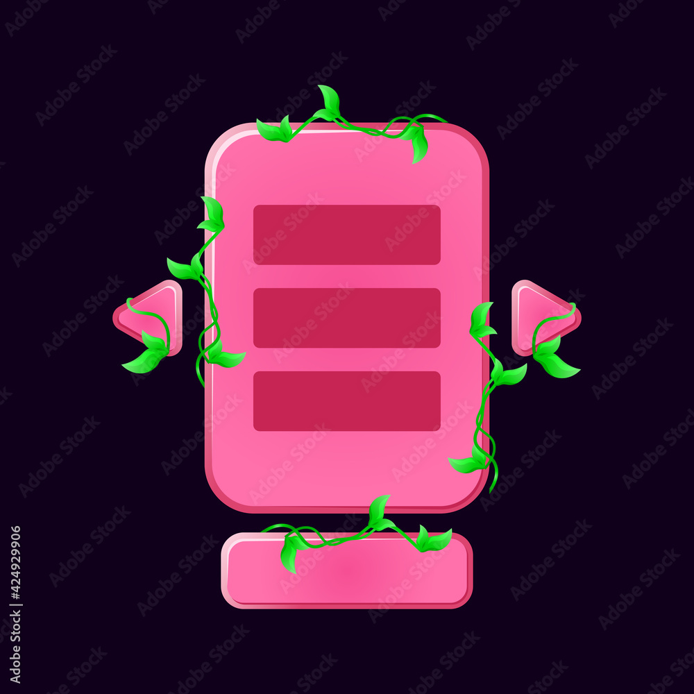 Wall mural set of pinky nature leaves game ui board pop up for gui asset elements vector illustration