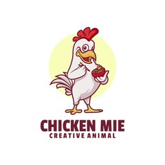 Vector Logo Illustration Chicken Mascot Cartoon Style.