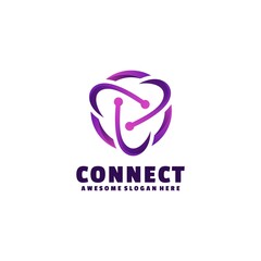 Vector Logo Illustration Connect Gradient Colorful Style.