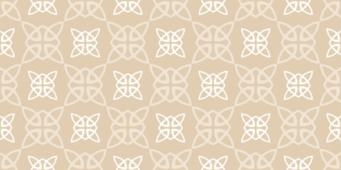 Asian background pattern with ornament in Moroccan style on a beige background. Seamless wallpaper texture for your design. Vector image