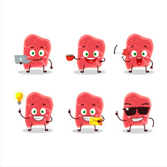 Sirloin cartoon character with various types of business emoticons