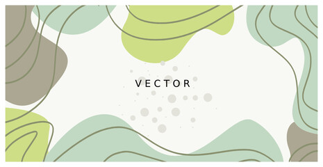Vector abstract creative background in minimal trendy style with copy space for text and modern art shapes, digital collage, horizontal design template for social media and websites 