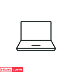 Laptop line icon. Simple outline style. Notebook, computer, pc, desktop, portable device concept. Vector illustration isolated on white background. Editable stroke EPS 10.