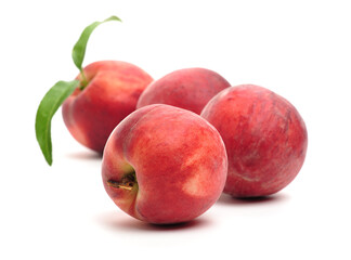 ripe peach on white background