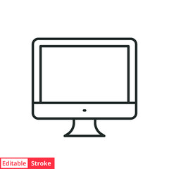 Monitor line icon. Simple outline style. Screen, tv, desktop computer display concept. Vector illustration isolated on white background. Editable stroke EPS 10.
