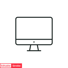 Monitor line icon. Simple outline style. Screen, tv, desktop computer display concept. Vector illustration isolated on white background. Editable stroke EPS 10.