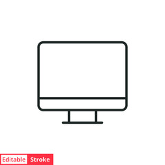 Monitor line icon. Simple outline style. Screen, tv, desktop computer display concept. Vector illustration isolated on white background. Editable stroke EPS 10.