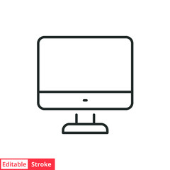 Monitor line icon. Simple outline style. Screen, tv, desktop computer display concept. Vector illustration isolated on white background. Editable stroke EPS 10.