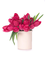 Naklejka na ściany i meble Bouquet of pink tulips on a light background
