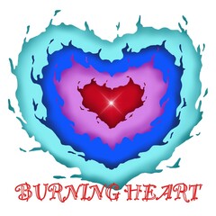燃えながら重なるハート