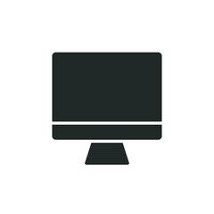Monitor glyph icon. Simple solid style. Screen, tv, desktop computer display concept. Vector illustration isolated on white background. EPS 10.