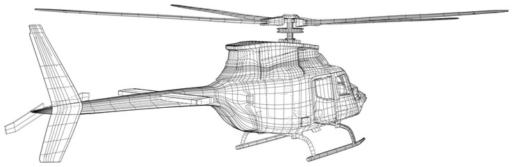 Vector outline helicopter. Wire-frame vector Air Transport. EPS10 format. Helicopter on a white background. Vector created of 3d.