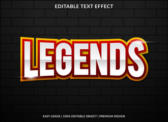 legends text effect template design with bold style and abstract background use for business brand logo and sticker