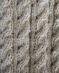 Handmade brown knitting wool cables, knitted texture