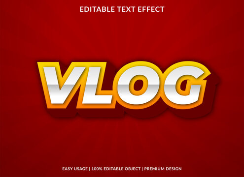 vlog text effect template design with bold style and abstract background use for business brand logo and sticker