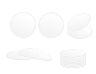 Set of cotton pads skin care hygiene products vector illustration isolated on white background