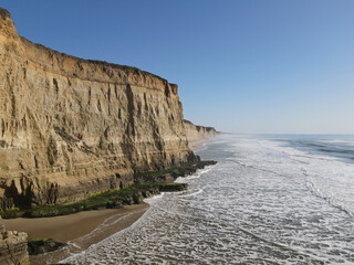 4K Aerial drone photo of scenic seaside cliff in California