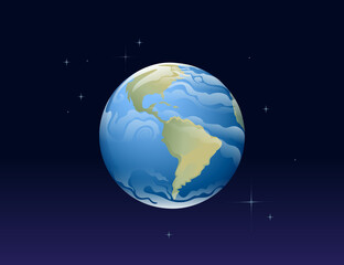 Fototapeta na wymiar Solar system space object planet Earth vector illustration on deep sky background