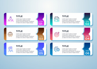Business infographic element with 6 steps