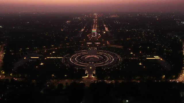 Aerial shot of the National War Memorial park at India Gate in New delhi,India
