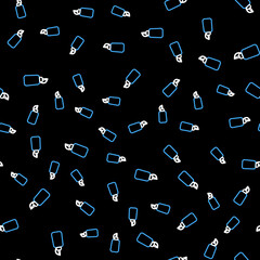 Line Mustard bottle icon isolated seamless pattern on black background. Vector