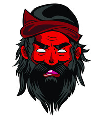 Vector image of angry red faced character