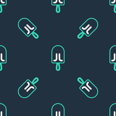 Line Ice cream icon isolated seamless pattern on black background. Sweet symbol. Vector