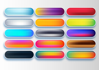 Glossy web buttons set in different colors