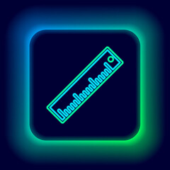 Glowing neon line Ruler icon isolated on black background. Straightedge symbol. Colorful outline concept. Vector