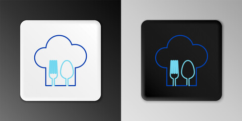 Line Chef hat with fork and spoon icon isolated on grey background. Cooking symbol. Restaurant menu. Cooks hat. Colorful outline concept. Vector