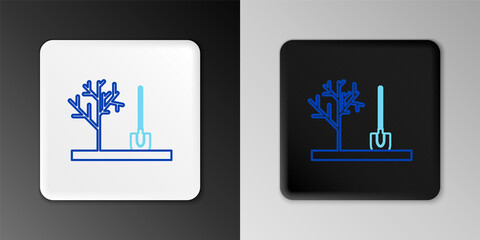 Line Planting a tree in the ground icon isolated on grey background. Gardening, agriculture, caring for environment. Colorful outline concept. Vector