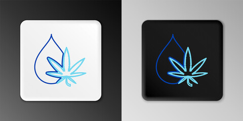Line Medical marijuana or cannabis leaf olive oil drop icon isolated on grey background. Cannabis extract. Hemp symbol. Colorful outline concept. Vector