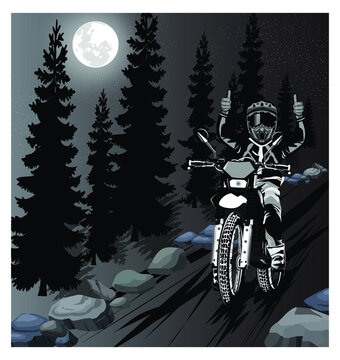 vector image for illustration of a dirt bike rider