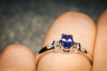Silver ring with tanzanite