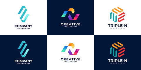 abstract logo letter n logo design bundle