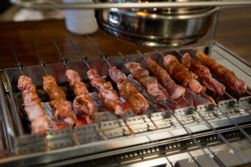Skewered lamb barbecue in Chinese restaurant