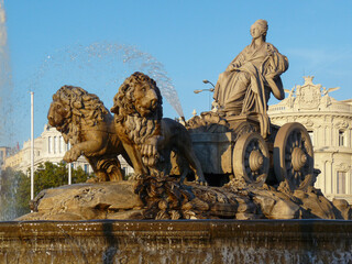 Cibeles fountain in Madrid in the afternoon
