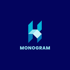 Simple and minimalist 3d colorful isometric letter K monogram initial logo