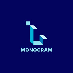 Simple and minimalist 3d colorful isometric letter L monogram initial logo