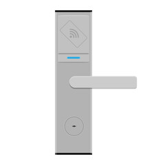 Smart card door key lock system in hotel isolated on white background.
