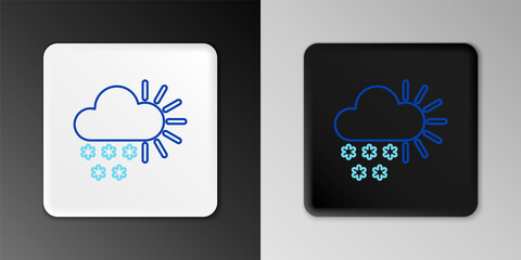 Line Cloudy with snow icon isolated on grey background. Cloud with snowflakes. Single weather icon. Snowing sign. Colorful outline concept. Vector