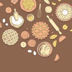 Kitchenware  for baking pies.  Vector  illustration.