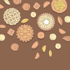 Homemade pies. Vector background