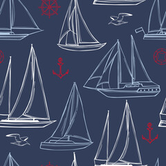 Yachts. Vector  pattern