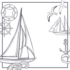 Yachts. Vector  background