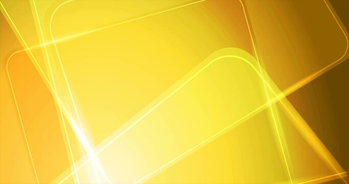 Abstract bright yellow shiny geometric tech motion background with glowing lines. Seamless looping. Video animation 4K 4096x2160