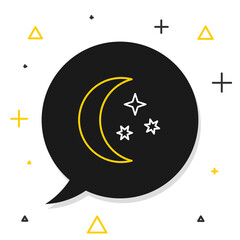 Line Moon and stars icon isolated on white background. Colorful outline concept. Vector
