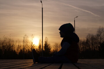 A child at sunset