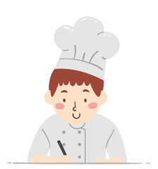 Teen Boy Chef Write Illustration